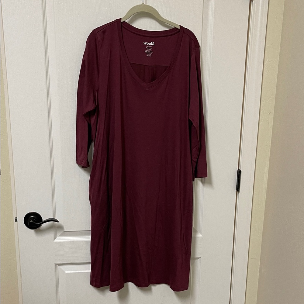 Wool& Plum XXL-Long 7/8 Sleeve wool Blend Dress